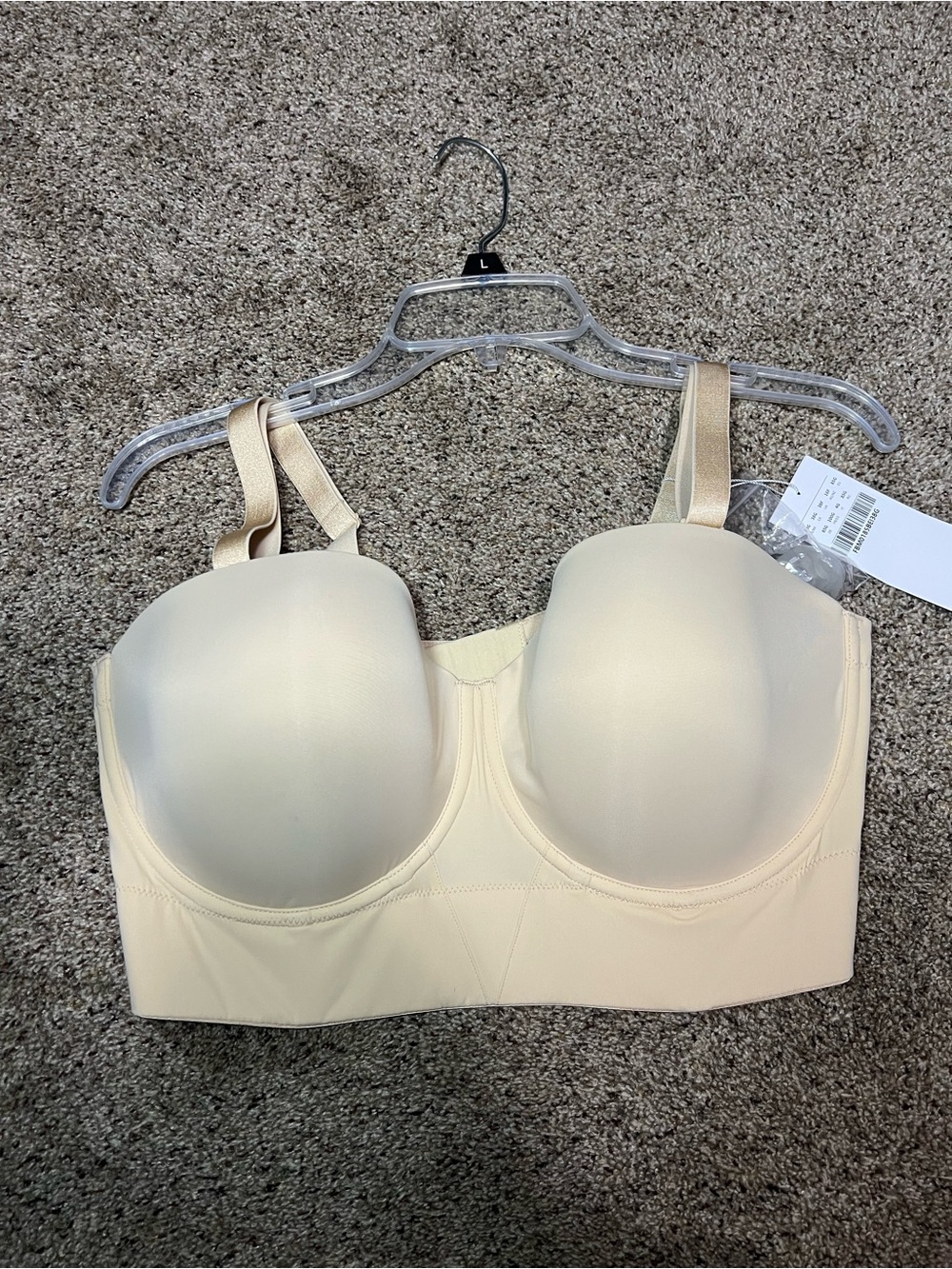 NWT HSIA Daisy Smooth Beige lightly lined strapless bra 38G
